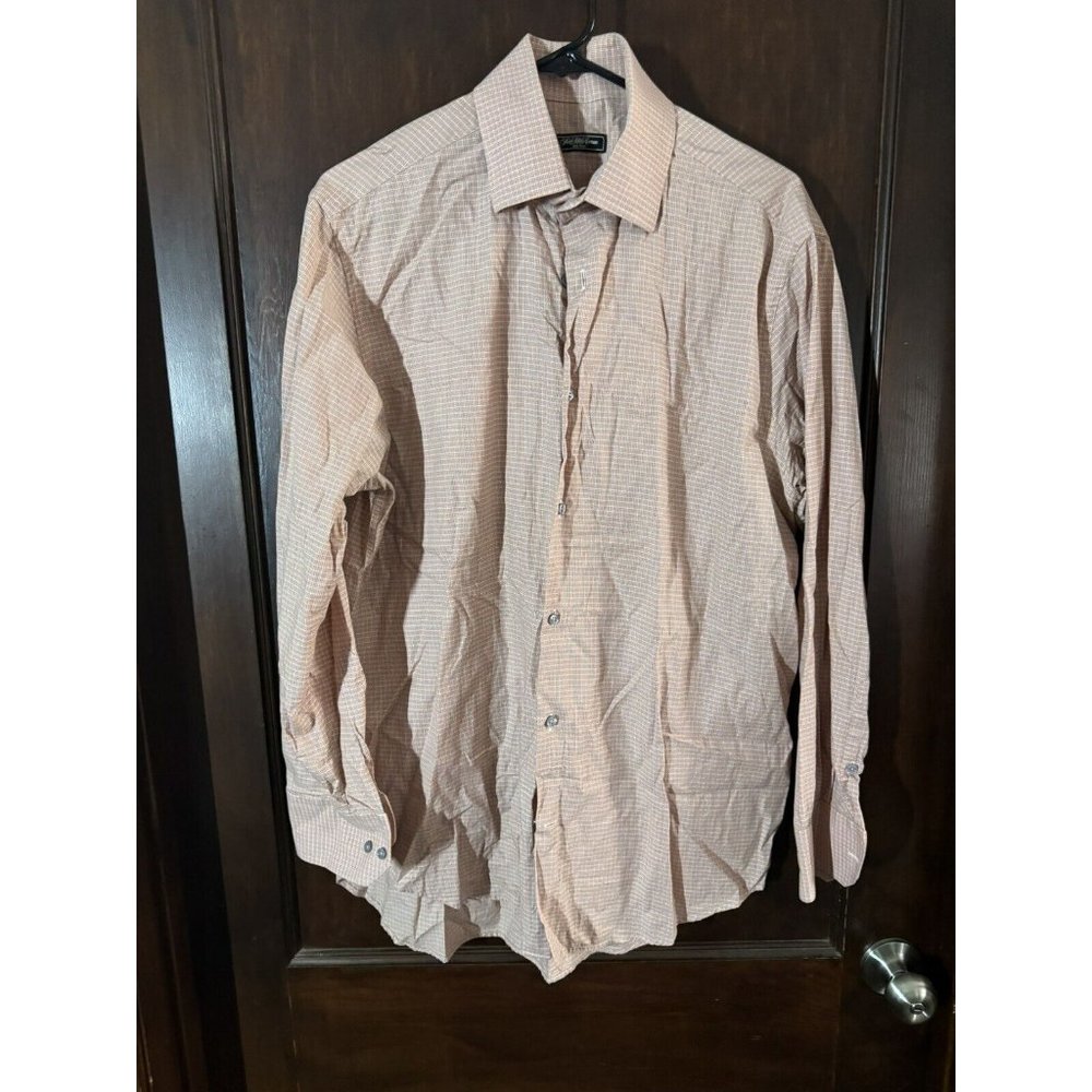 Saks Fifth Avenue Men's Button Up Shirt Orange Blue Size 16R